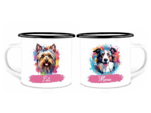 Hunde Duo Tasse - individuelle Emailletasse