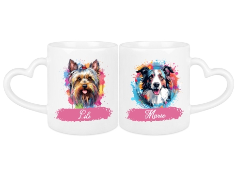 Hunde Duo Tasse - individuelle Herztasse