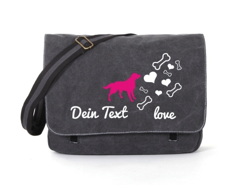 Australian Shepherd Canvas Tasche schwarz Bones & Hearts