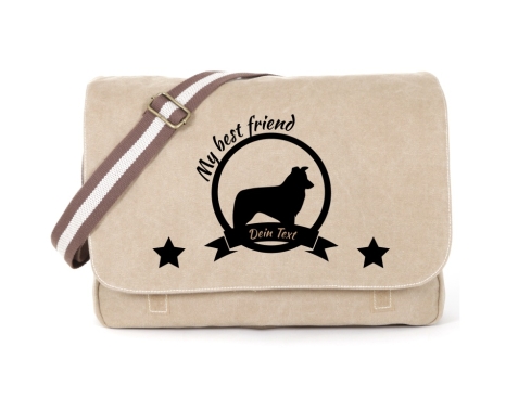 Border Collie Canvas Tasche sahara