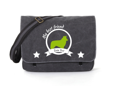 Border Collie Canvas Tasche schwarz