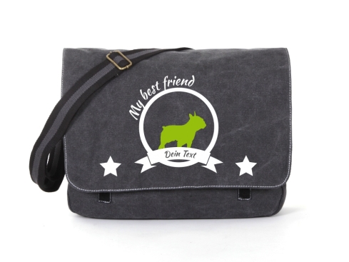 Bulldogge Canvas Tasche schwarz