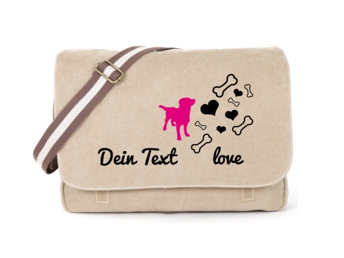 Labrador Canvas Tasche sahara Bones & Hearts