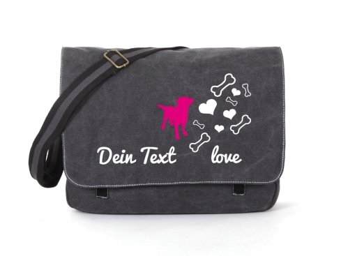 Labrador Canvas Tasche schwarz Bones & Hearts