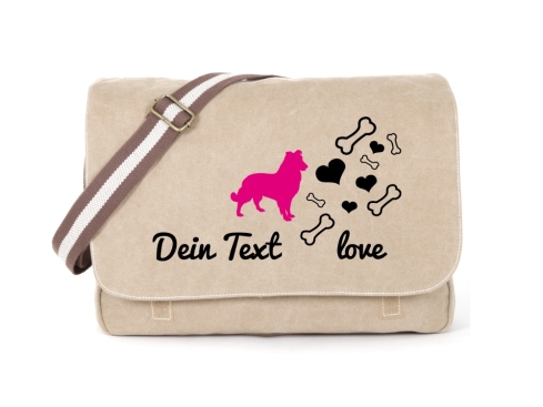 Sheepdog Canvas Tasche sahara Bones & Hearts