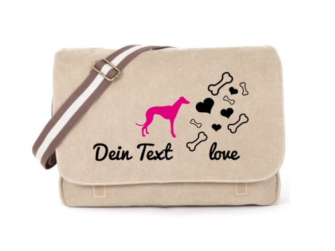 Windhund Canvas Tasche sahara Bones & Hearts