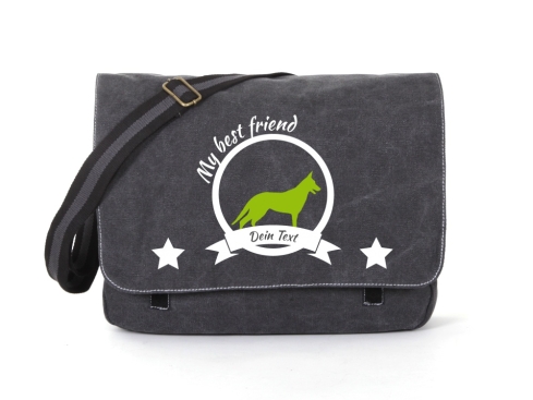 Wolfshund Canvas Tasche schwarz