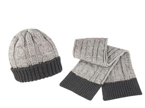 Winter Set Schal & Mütze unisex Shades of Grey