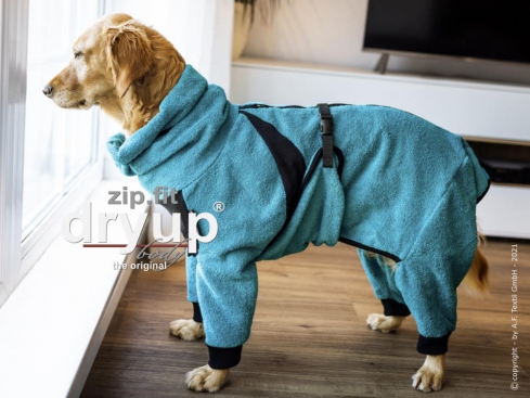 Dryup Body zip.fit Hundebademantel petrol