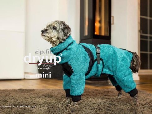 Dryup Body zip.fit Mini Hundebademantel petrol