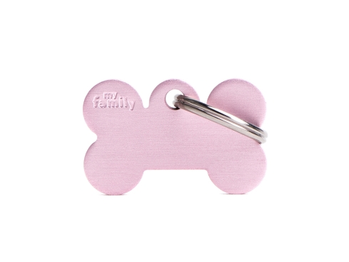 Hundemarke Knochen Alu rosa klein mit Gravur