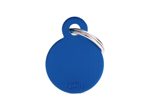 Hundemarke Kreis Alu blau klein mit Gravur