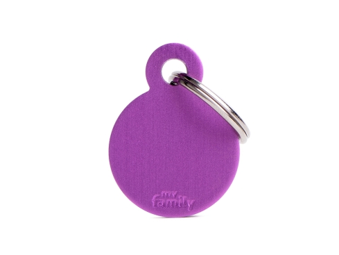 Hundemarke Kreis Alu violet klein mit Gravur