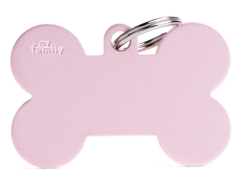 Hundemarke XL Knochen Alu rosa mit Gravur