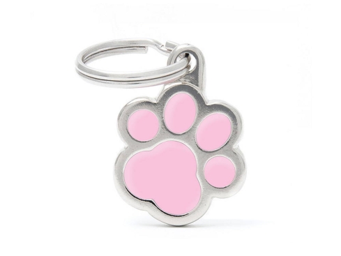 Hundemarke Pfote pink mit Gravur