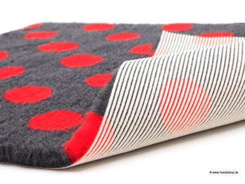 Original Vetbed Isobed SL Polka Red anthrazit m. roten Punkten 100 x 75cm