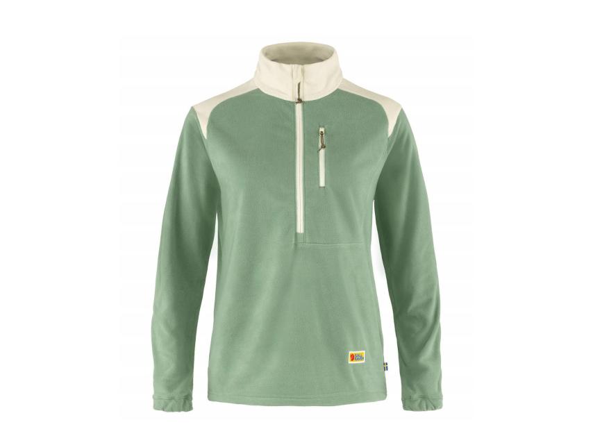 Fjällräven Vardag Lite Damen Fleece Pullover Sage Green/Chalk White 1