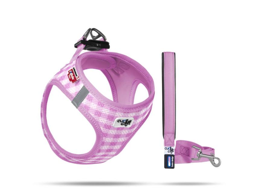 Curli Welpengeschirr Air-Mesh mit Leine pink 1