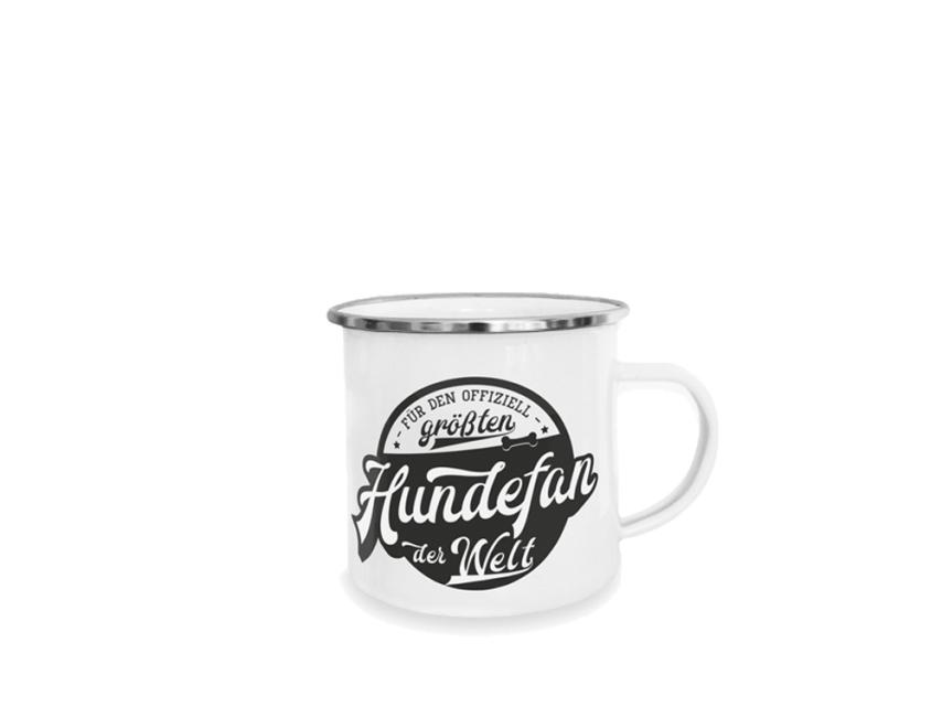 Pfotenschild Emaille-Tasse Größter Hundefan der Welt 1