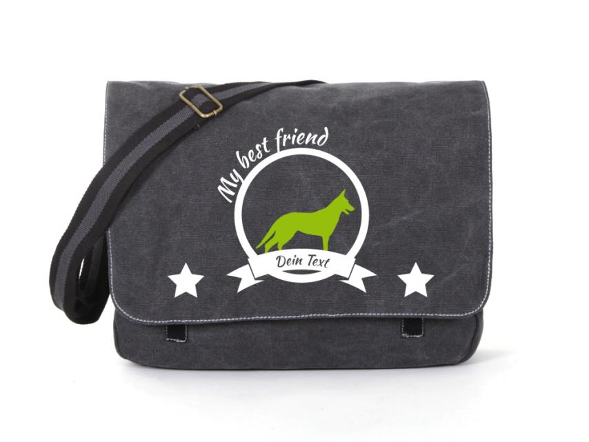 Wolfshund Canvas Tasche schwarz 1