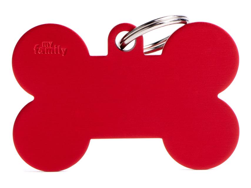 Hundemarke XL Knochen Alu rot mit Gravur 1