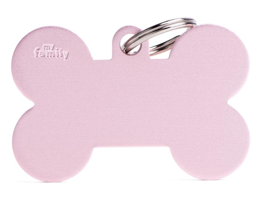 Hundemarke XL Knochen Alu rosa mit Gravur 1