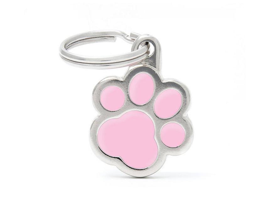 Hundemarke Pfote pink mit Gravur 1