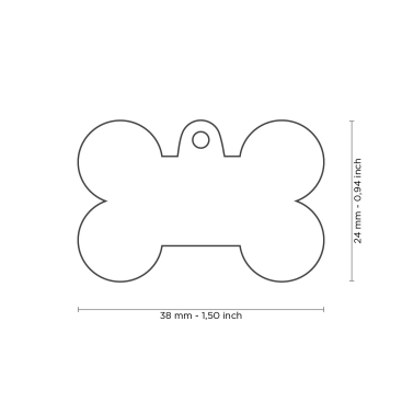 Hundemarke Knochen grau groß mit Gravur