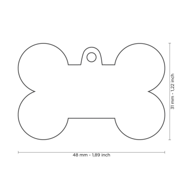 Hundemarke XL Knochen grau mit Gravur