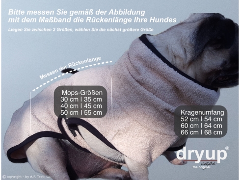 Dryup Cape Hundebademantel Mops spezial sand