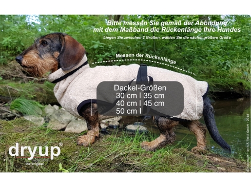 Dryup Cape Hundebademantel Dackel spezial sand